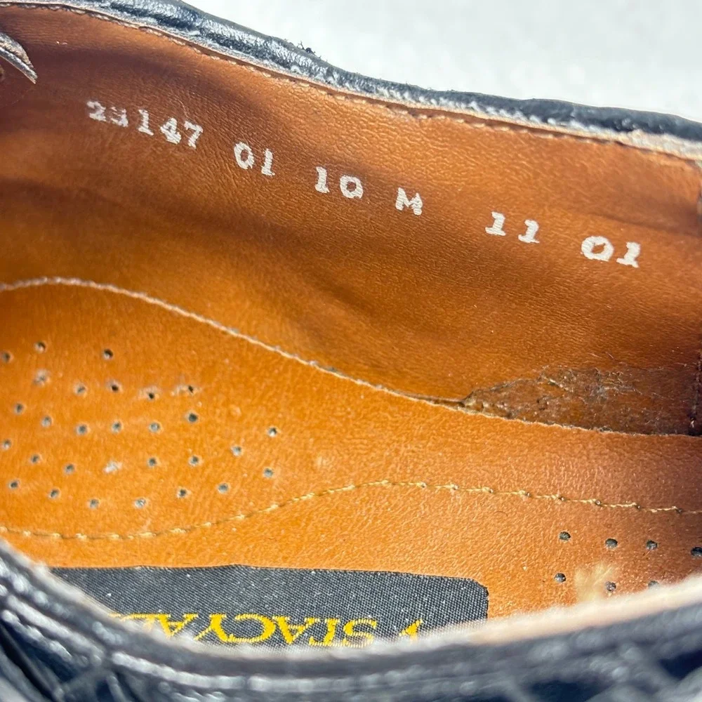 Stacy Adams Woven Oxford Mens 10 M Black‎ Good Leather Brogue Formal Dress Shoes